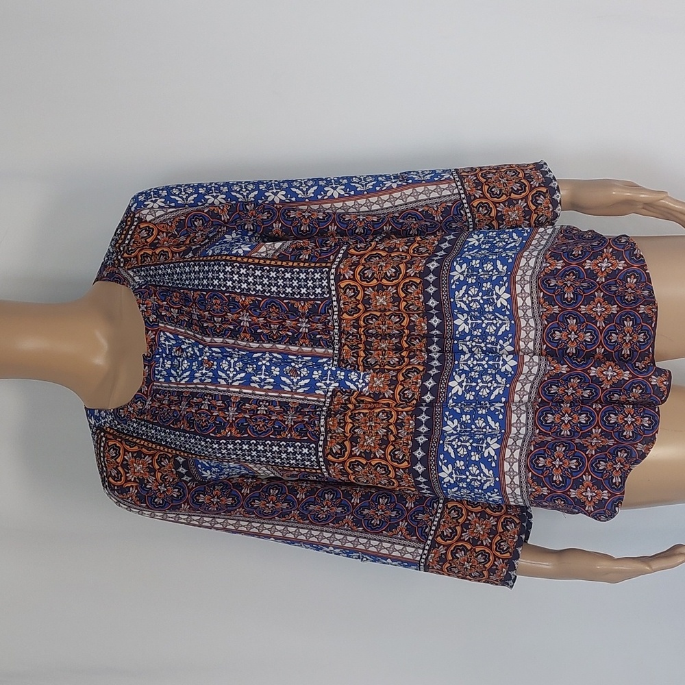 Daniel Rainn Blue and‎ brown Patterned Blouse Womens Size S